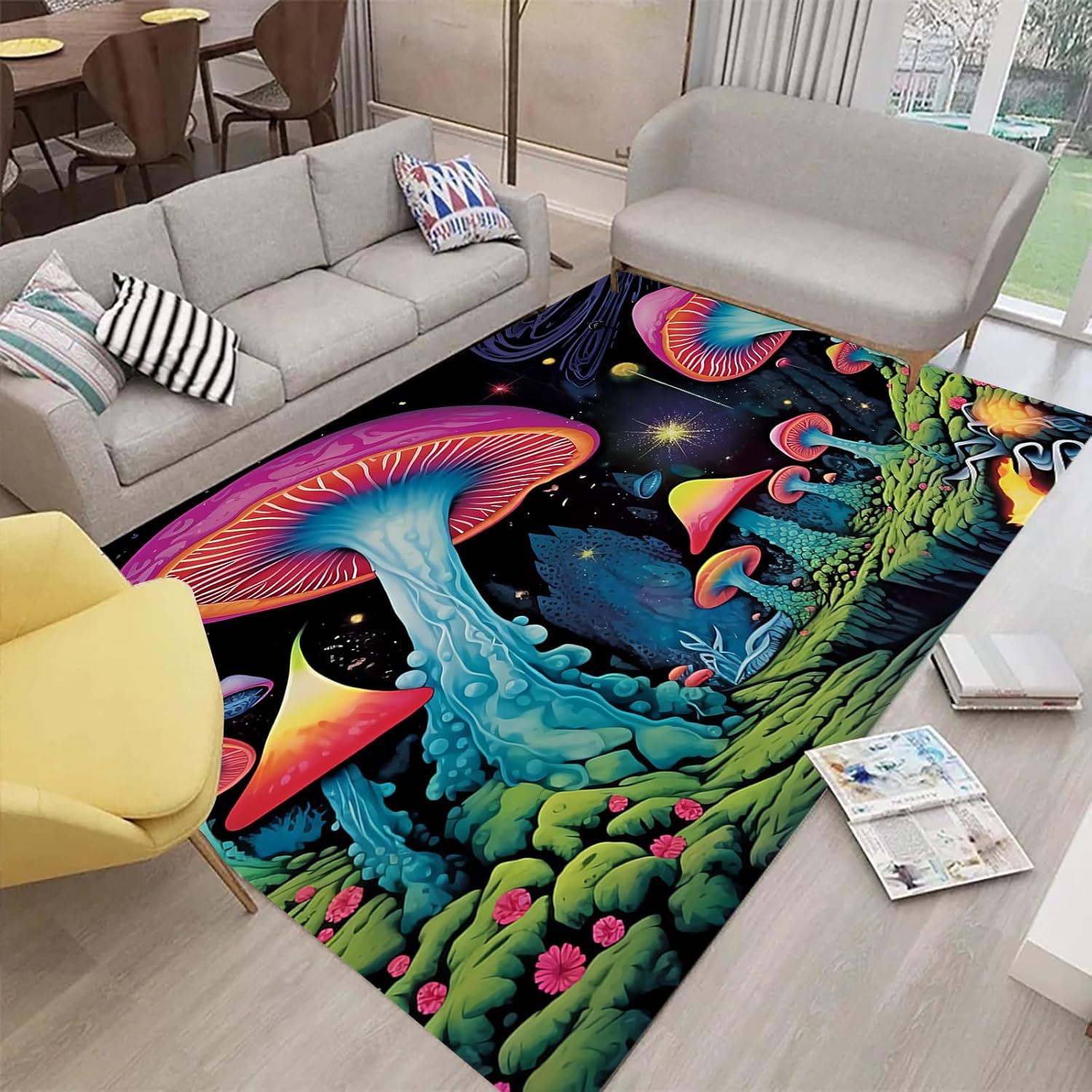 Amazon.com: VHOMES Mushroom Rug Vintage Rug Leaves Indoor Area Rug for ...