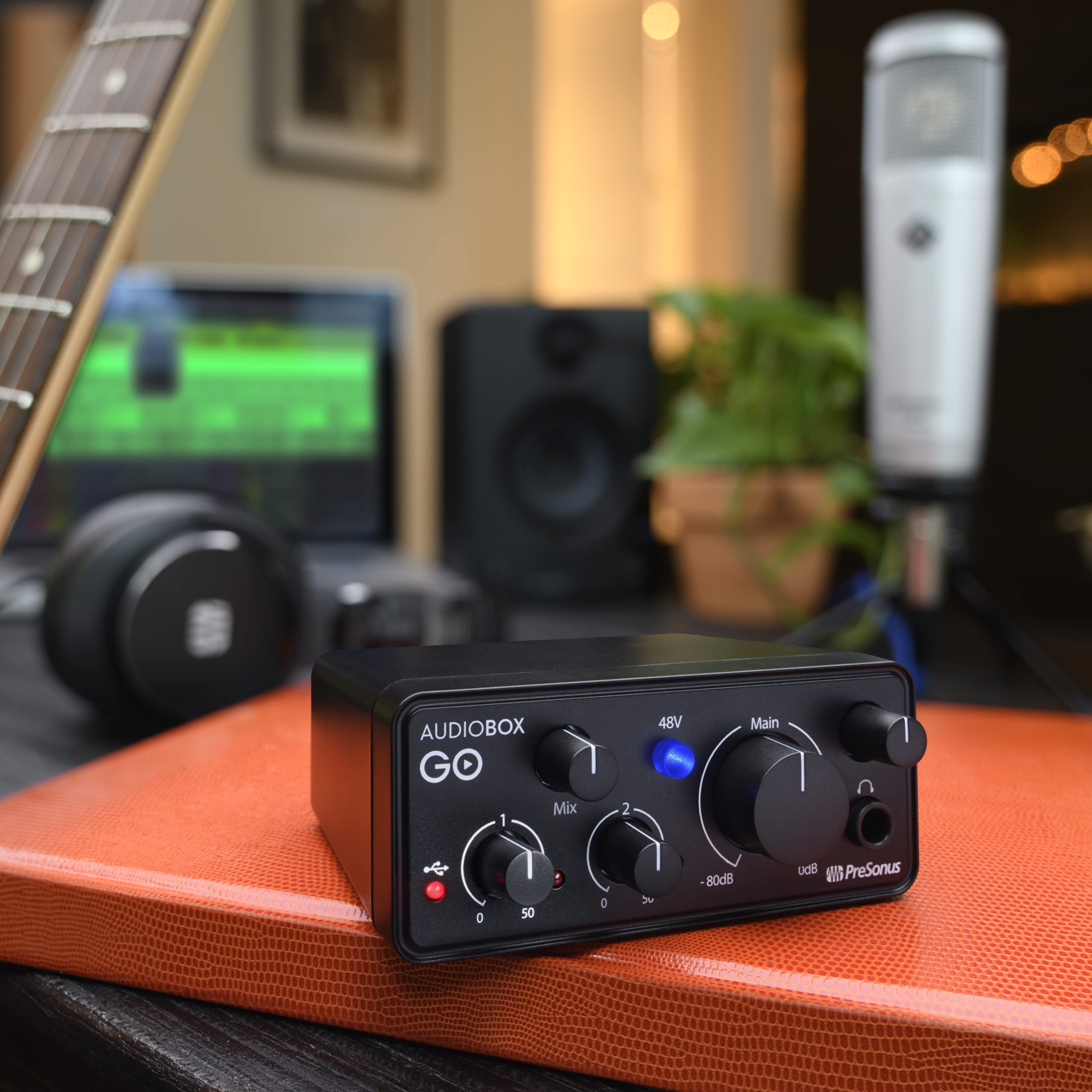 PreSonus AudioBox GO – Interfaccia Audio USB-C Compatta per Produzione Musicale, Streaming e Podcasting con 6 mesi di Fender Studio Pro
