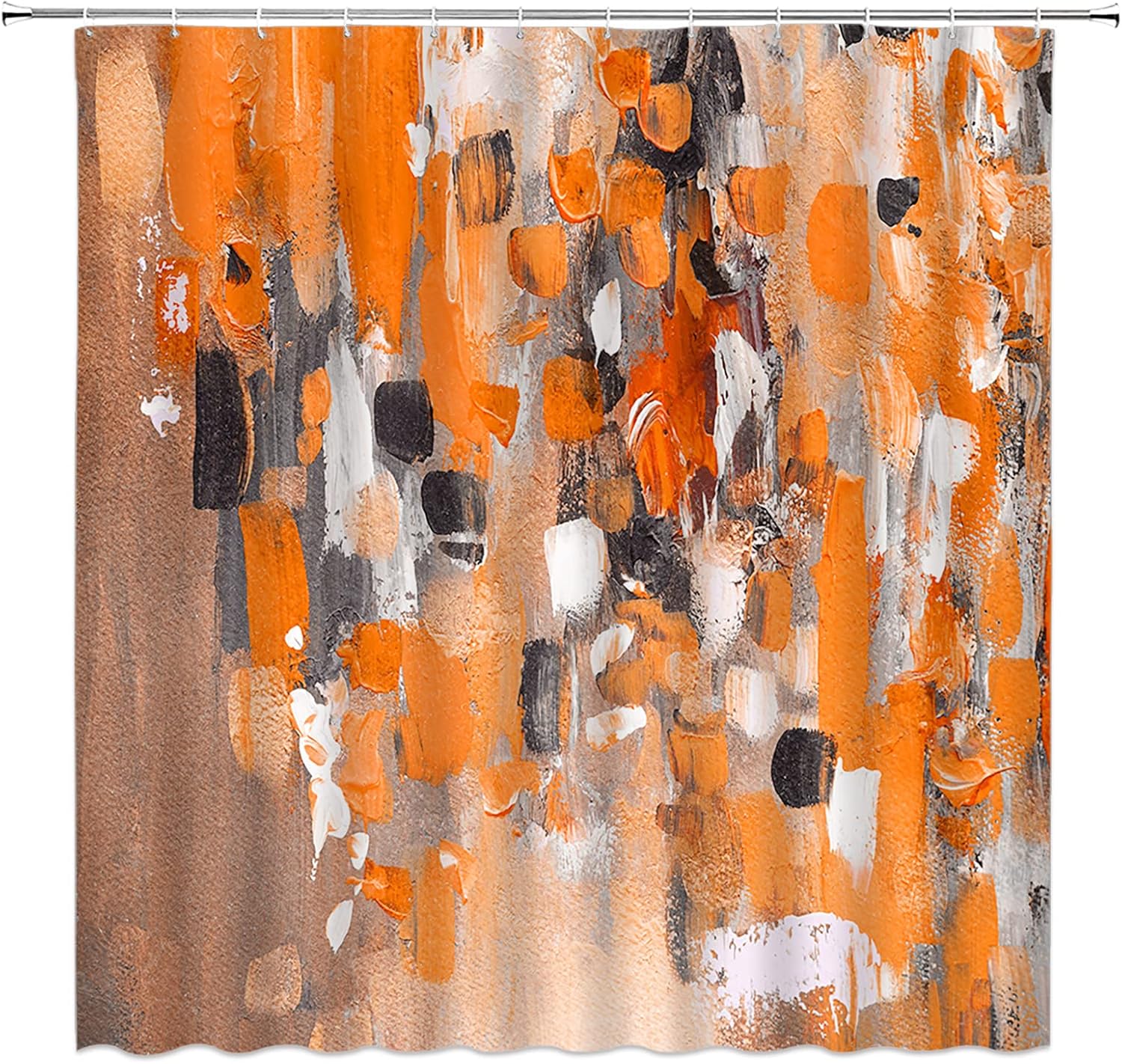 YOZSLGU Orange Shower Curtain Abstract Grey Burnt Orange