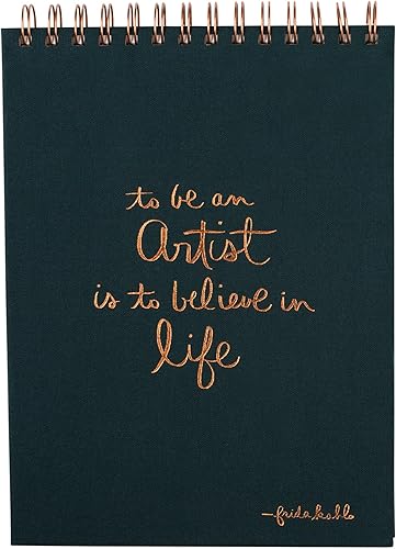 Fringe Studio Cuaderno de bocetos en espiral, tapa dura, cita Frida, 7.25 x 9.875 pulgadas, 60 hojas perforadas, colección de lienzo (174202)