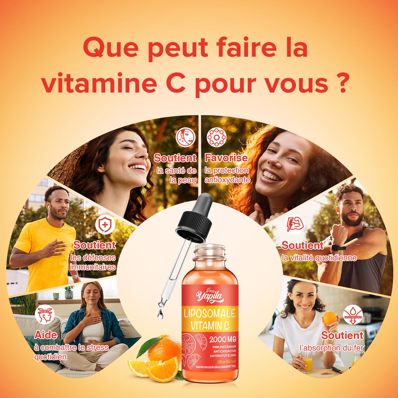 Vitamine C Liposomale 2000 mg Supplément Liquide Avec Acide Ascorbique | Absorption Maximale; Formule Végétalienne Haute Puissance; Sans Gluten Et Sans Soja