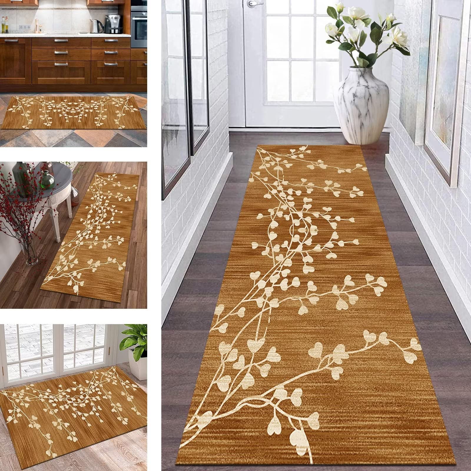 Tapis de couloir 70 x 200 cm antidérapant et moderne à motif abstrait chic