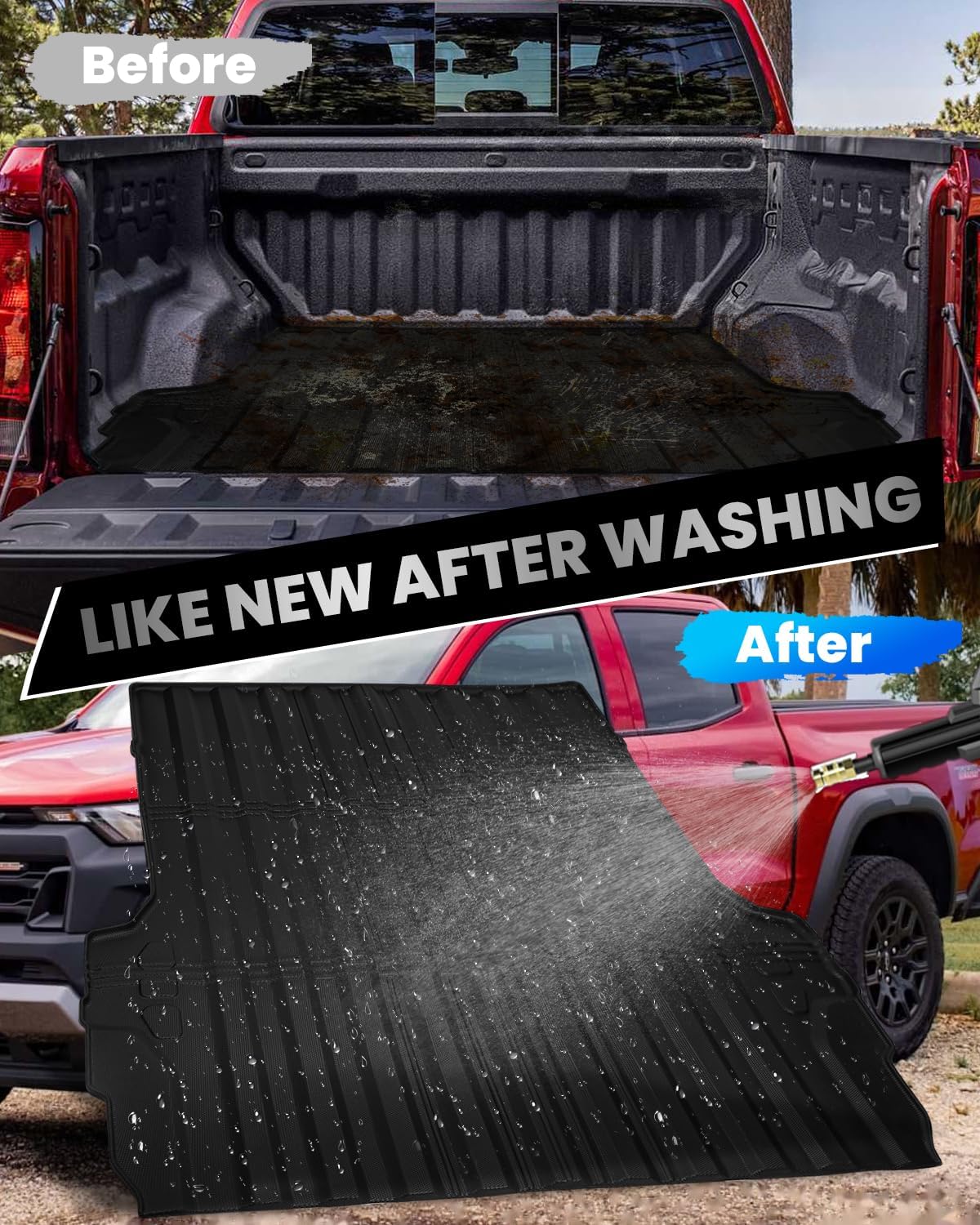 Truck Bed Mat for Chevy Colorado/GMC Canyon 2026 2025 2024 2023, 5FT Rubber Bed Mats for Chevy Colorado/GMC Canyon Pickup Truck Bed Accessories Cargo Mat Anti-Slip