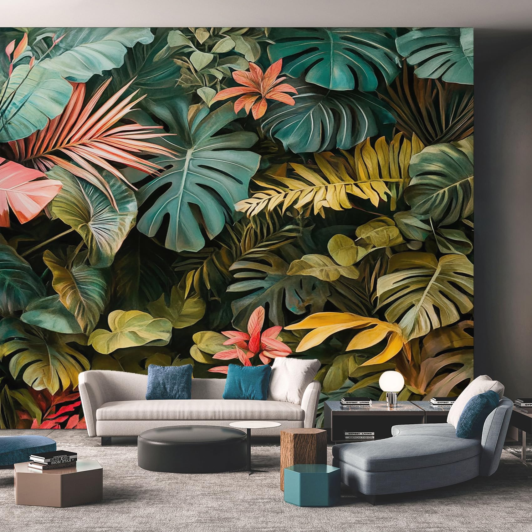 Tropical Leaf Wallpaper, Green Monstera Wallpaper for Living Room, Bedroom, Non-Woven Decor Wall Paper, Photo Mural Dining Room, Hallway, Lounge, 100 X 70 cm Qii32