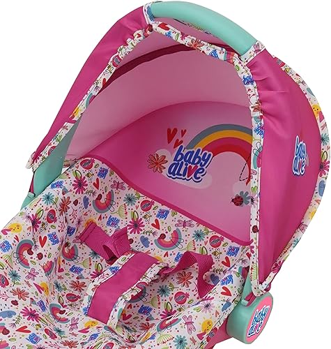 Miniatura 4 de Baby Alive: Asiento de automóvil de lujo para muñecas, color rosa y arcoíris, 3 en 1, se adapta a muñecas de hasta 18 pulgadas, unidad