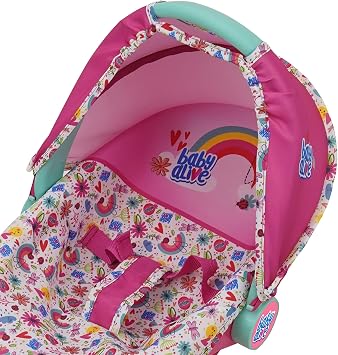 Baby Alive: Deluxe Doll Car Seat - Pink & Rainbow - 3-in-1, Fits Dolls Up to 18, Multifunctional Unit that Can Be Used As A Doll Carrier Or A Feeding Chair, Pretend Play for Kids Ages 3+