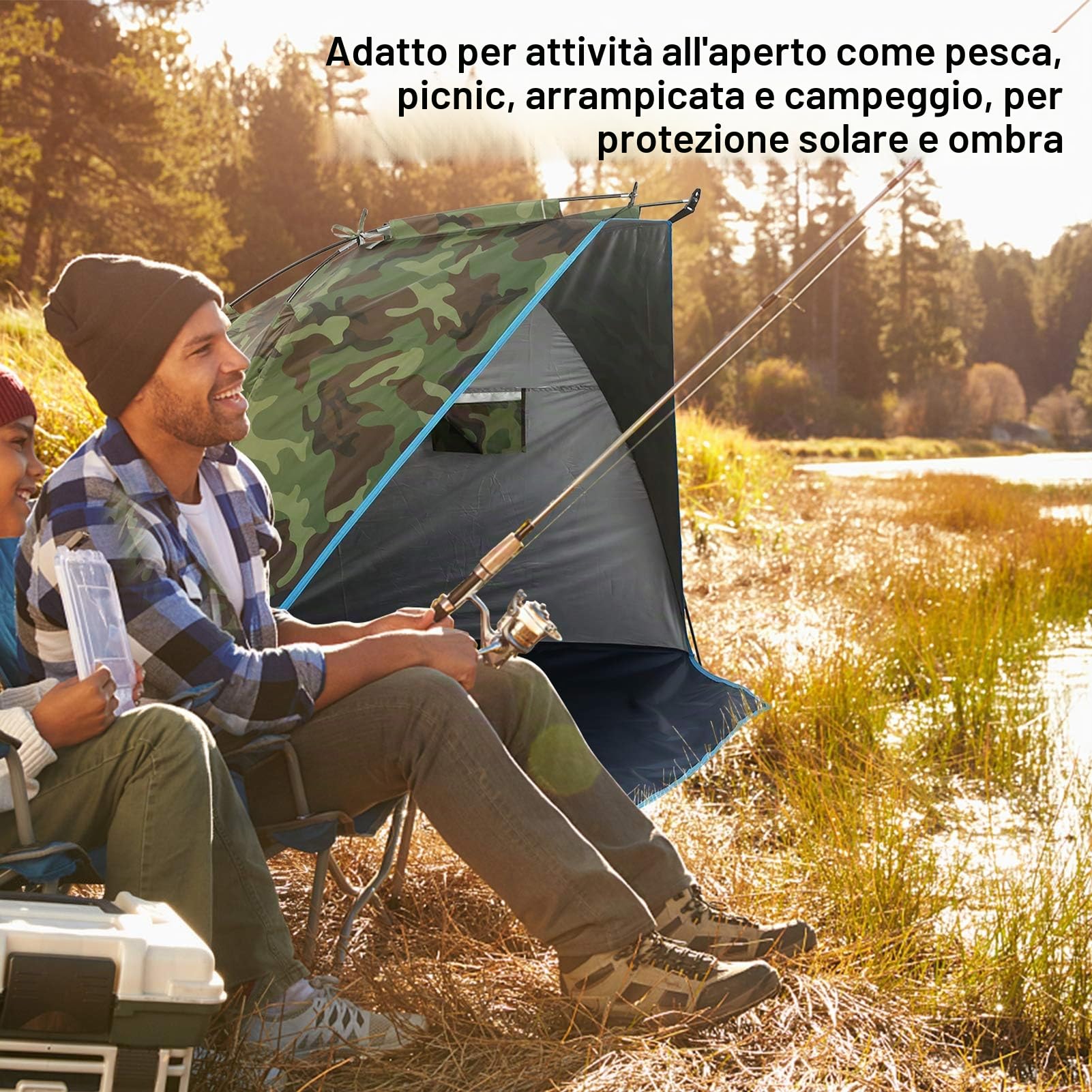 BuyWeek Tenda da Campeggio, Riparo da Pesca Portatile Impermeabile Tenda da Bivacco per 1 a 2 Persone
