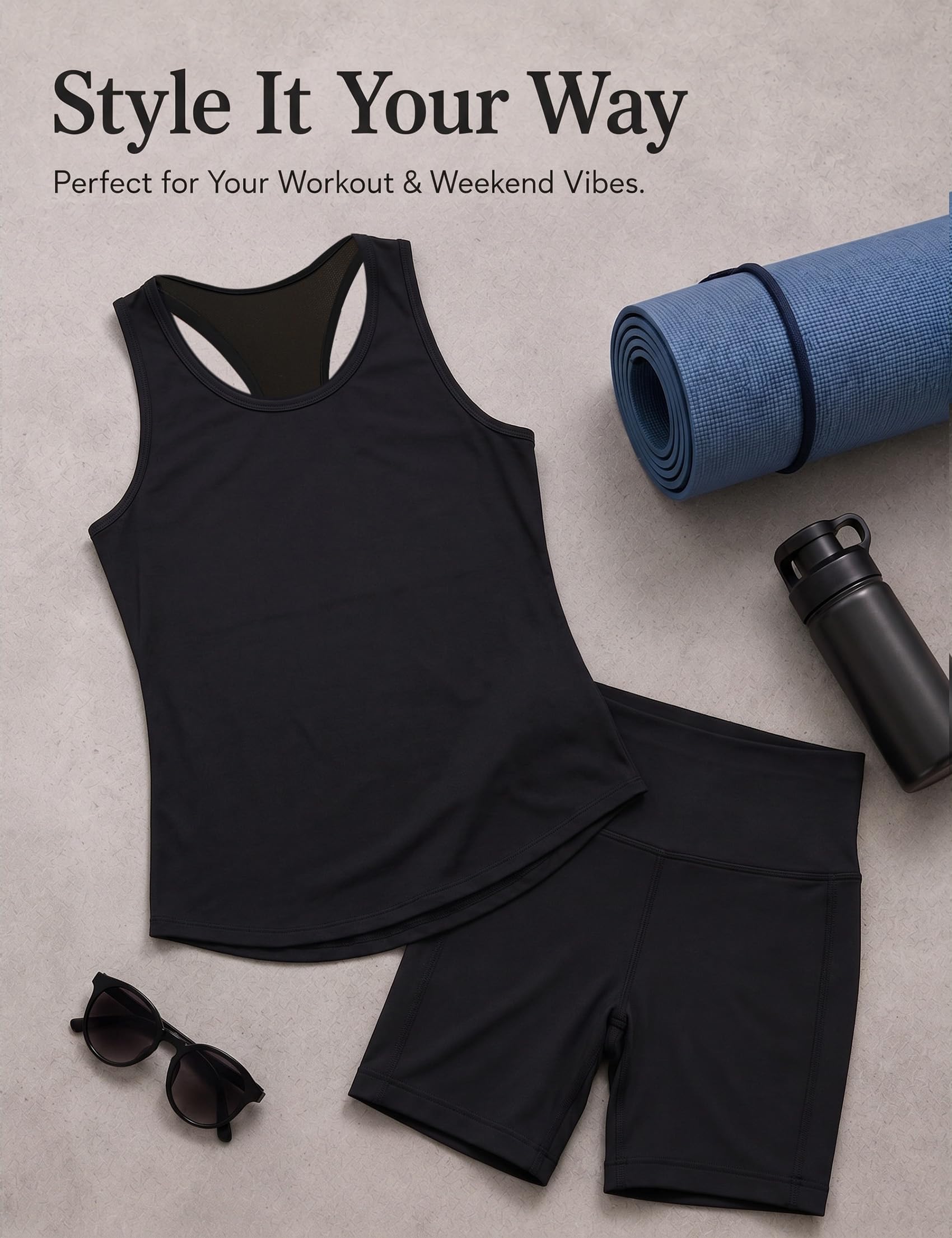 Camiseta Tirantes Mujer Deportiva Cuello Redondo Sin Mangas Ligera y Transpirable Racerback Yoga Tops para Gimnasio Correr S-XXL