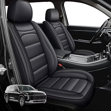 7 Seats Car Seat Covers Fit for Hyundai Palisade 2020-2024 2025,Full Set Seat Cover Waterproof Faux Leather Seat Covers with Airbag CompatibleBlack, 3 Rows 7 Seats