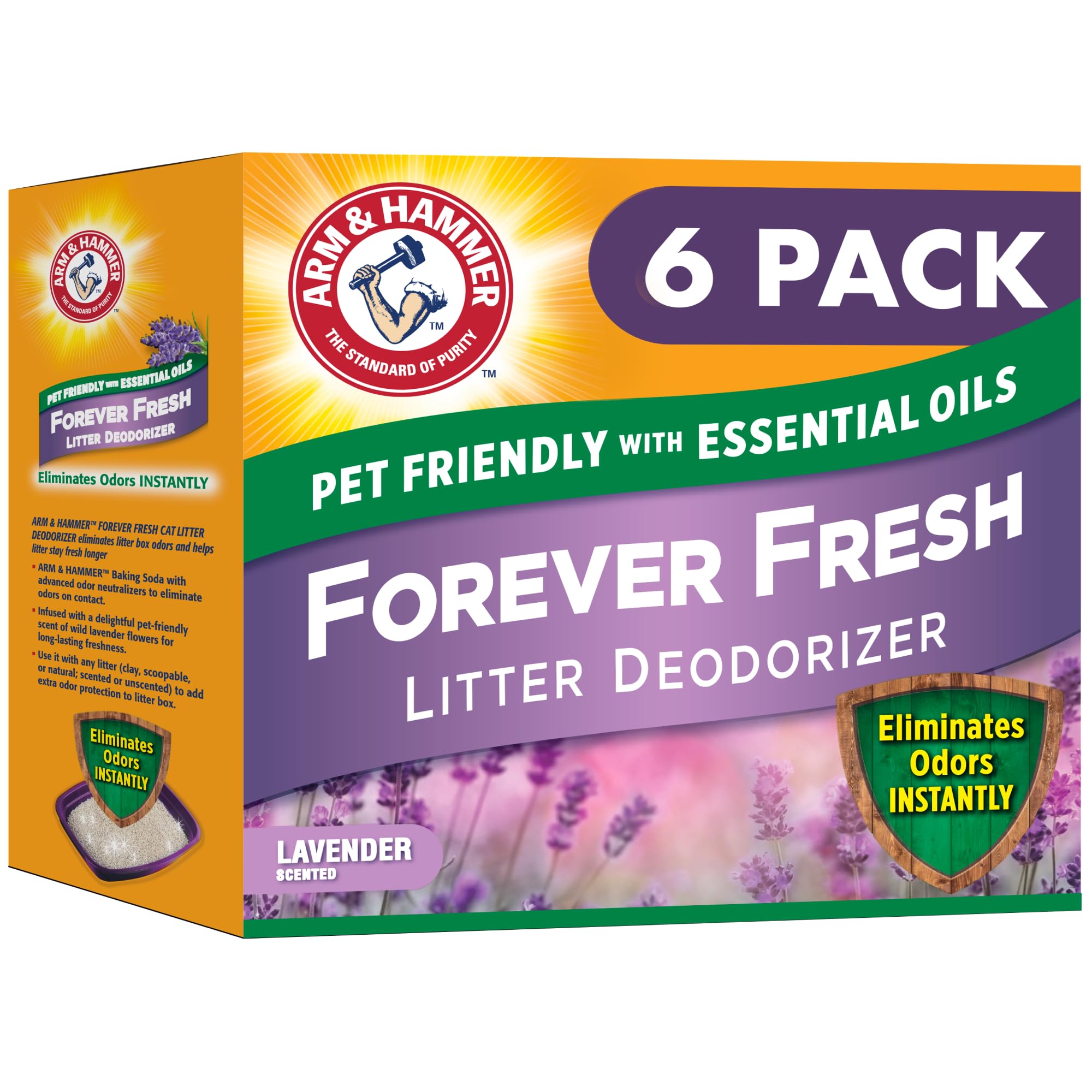Photo 1 of Arm & Hammer Forever Fresh Cat Litter Deodorizer, Wild Lavender, Essential Oils, Baking Soda Odor Neutralizer, 30 oz. Pack of 6 (Packaging May Vary)