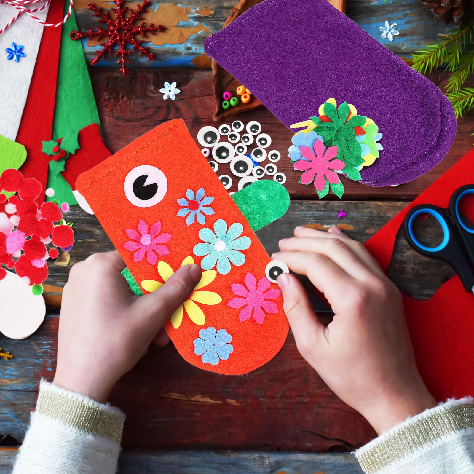 Toyvian Kit Lavoretti per Burattini Fai da Te in Feltro Materiali, Facile da Usare, Design Vivace e Adatto per Giochi di Ruolo e attività Creative