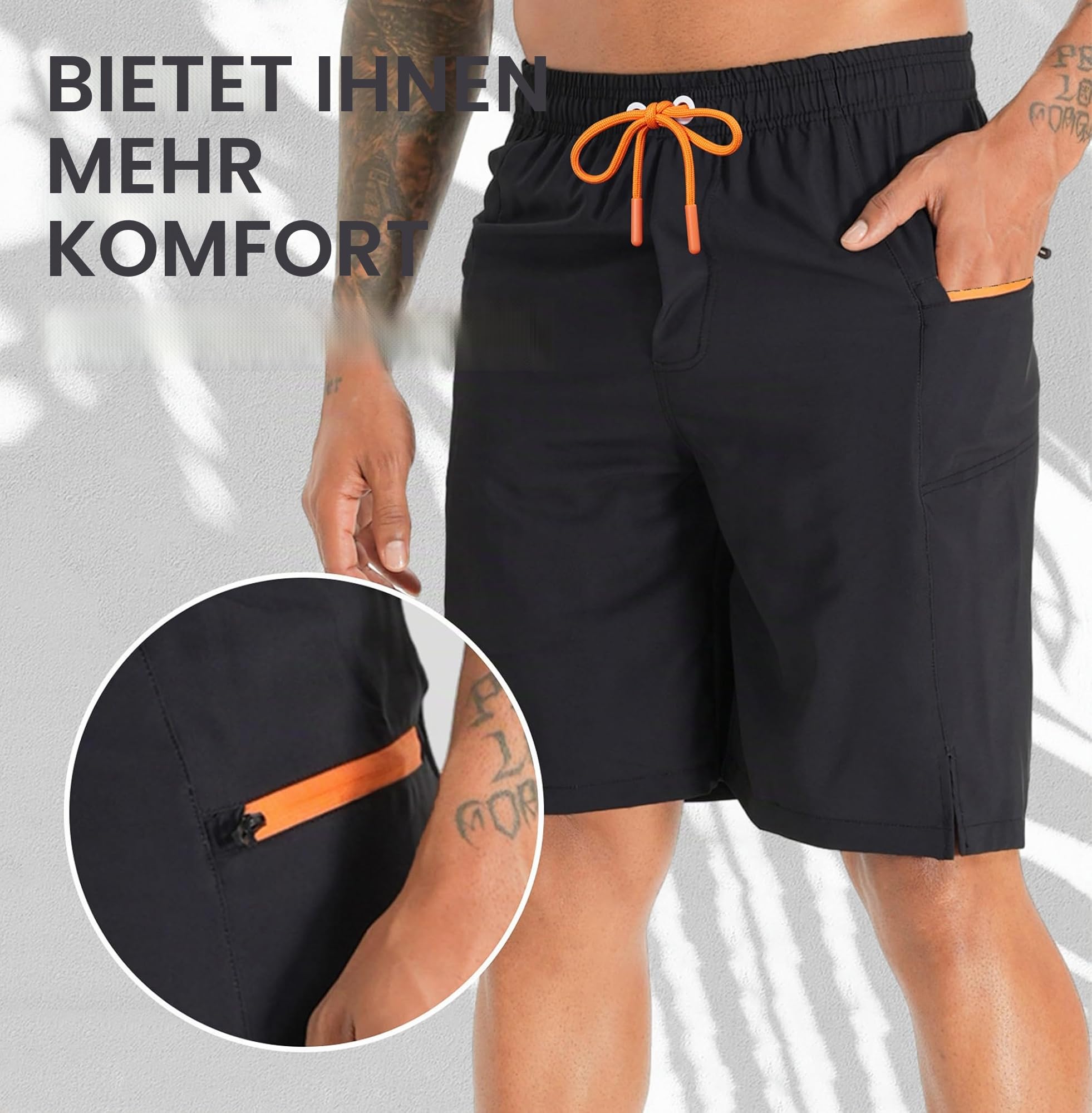 APTRO Herren Badehose Lang mit Kompression Liner Schnelltrocknend Badeshorts Schwimmhose 2 in 1 Badehosen mit Reißverschlusstasche Innenhose Surfen Strandhose