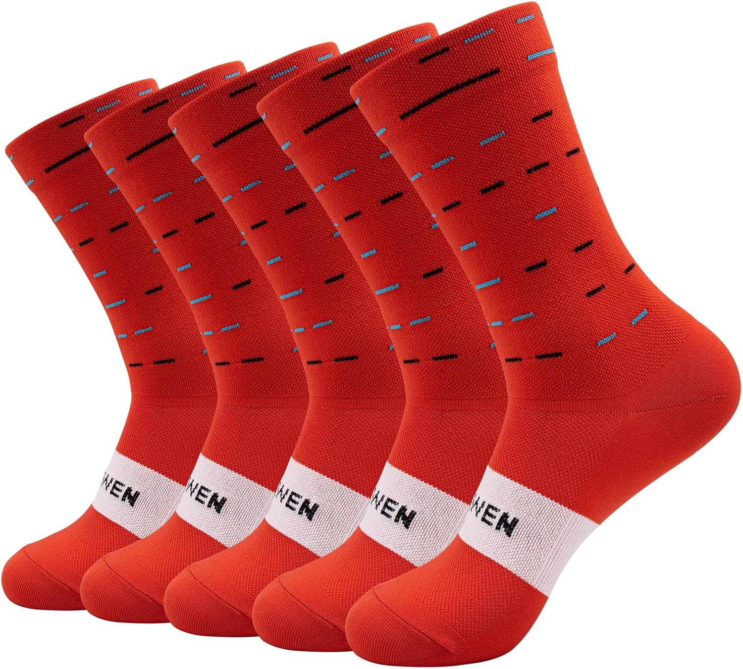 Training Compression Crew Socks – Lightweight Gym Socks for Men & Women, Running, Cycling, Workout, 5 Pairs Breathable Red