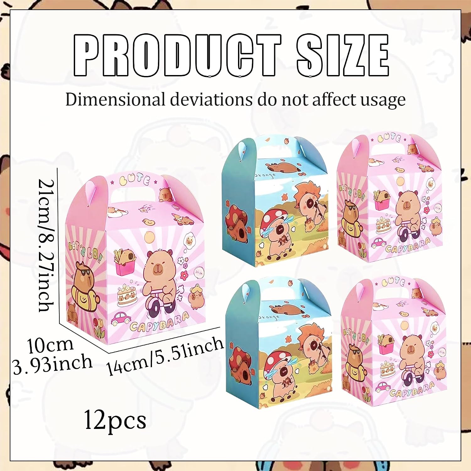 Capy Party Favor Boxes Capy Goodie Gift Treat Boxes Capy Party Supplies | 12 PCS Capy Birthday Decorations for Capy Birthday Baby Shower Party Decoration Animals Events