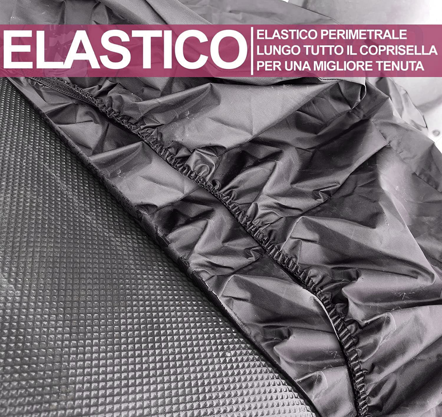 Copri-sella Universale Per Scooter E Moto Con Borsa - Taglia M (72x45cm), Nero - Foto 6