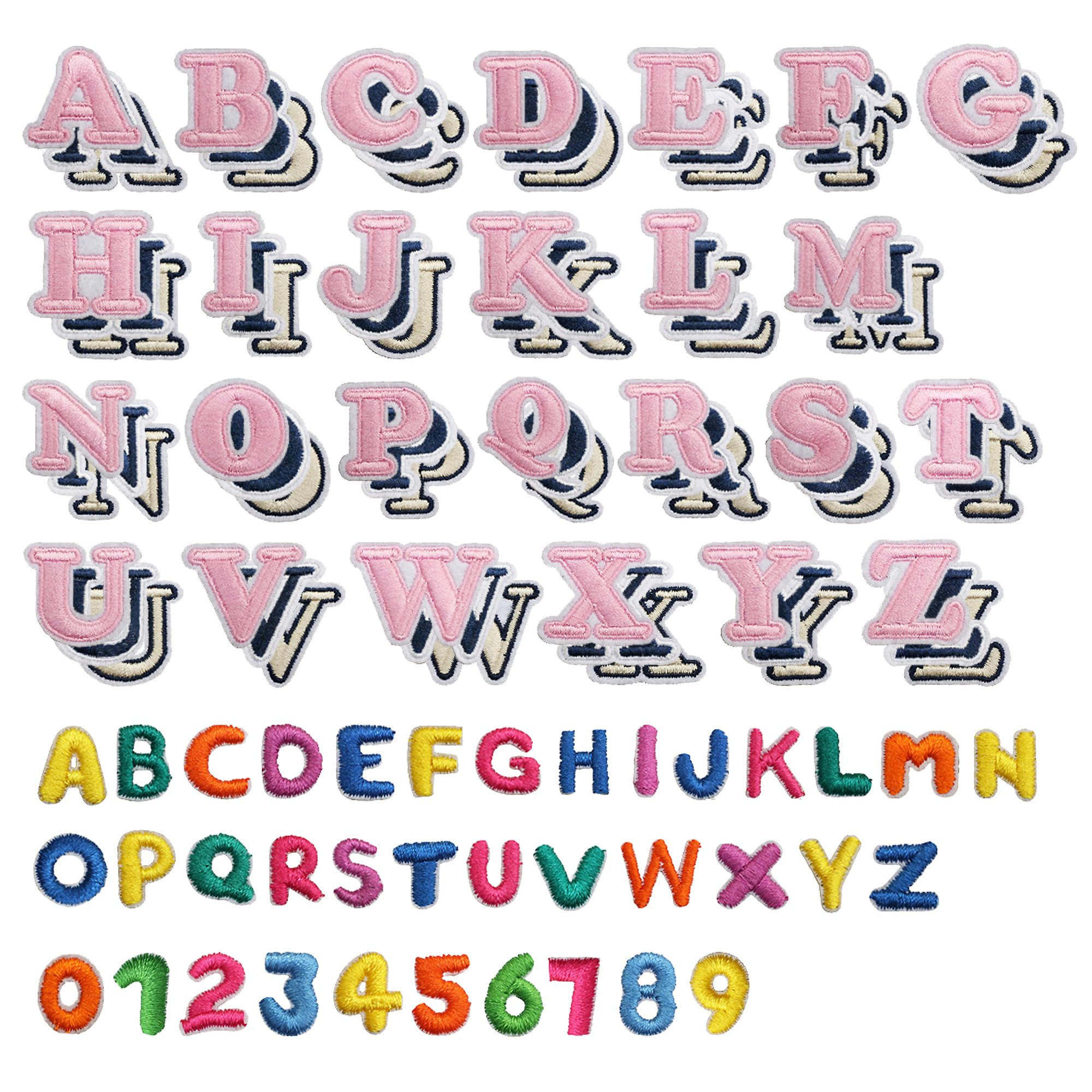 114Pcs Small Iron on Letters for Fabric, Alphabet Embroidered Patch A-Z, Iron on Embroidery Letters and Numbers for T-Shirts,Clothes, Hat, Jeans(1 in)