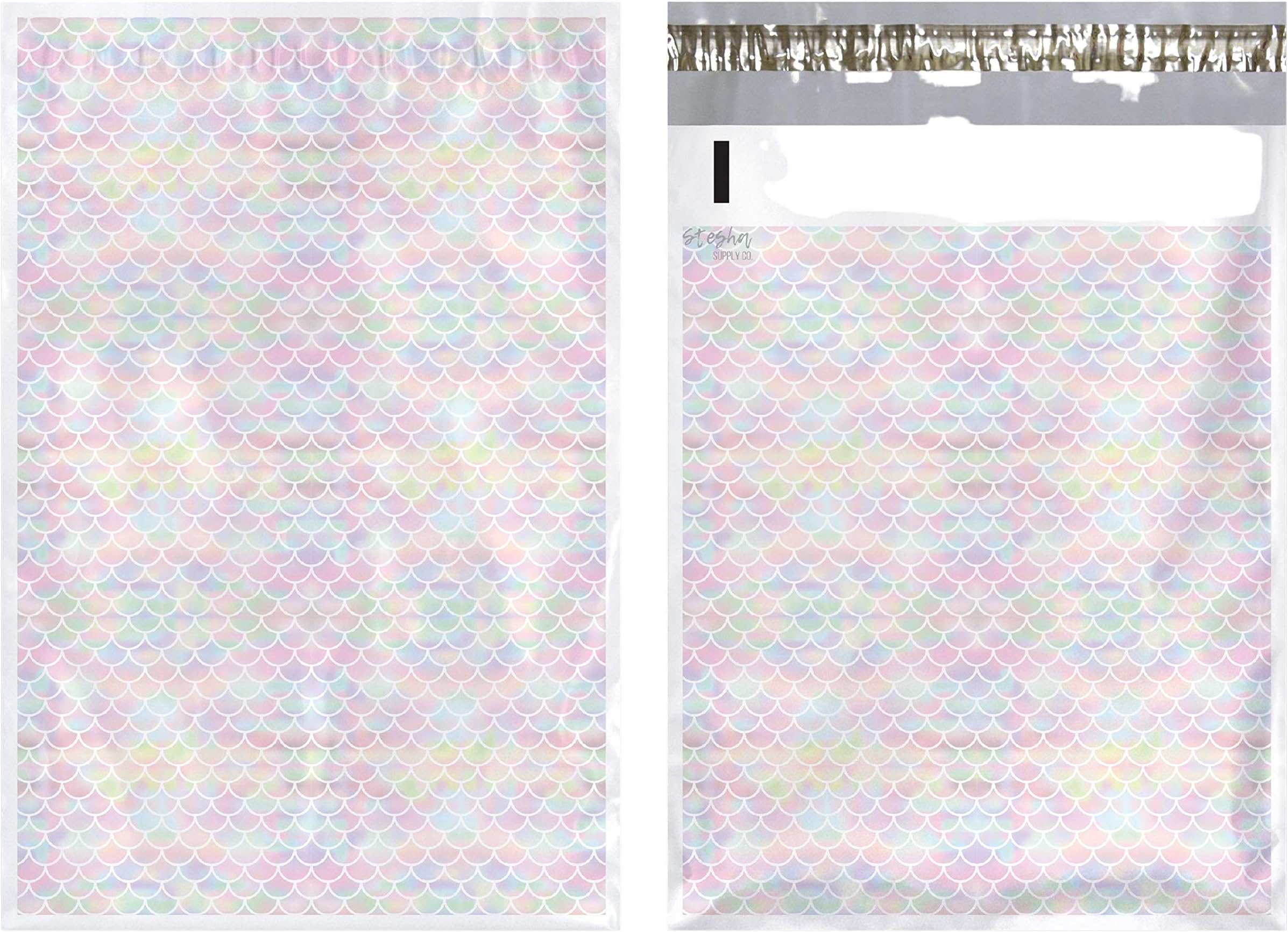 Stesha Supply Co. Mermaid Scale Poly Mailers 10x13 (50 Count) Premium Designer Shipping Envelopes