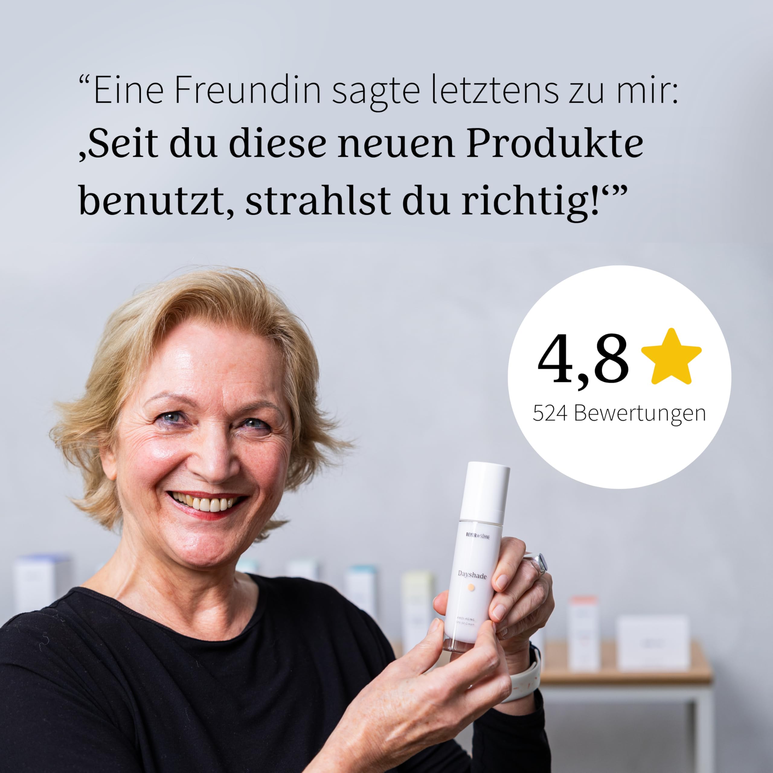 Beyer & Söhne Dayshade Cream SPF 50 – Anti-Aging-Tagespflege mit hohem UVA- und UVB-Schutz – Hyaluron, Ceramide & Vitamin C pflegen die Haut intensiv