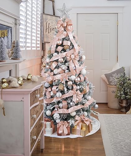 Miniatura 6 de HUIHUANG Cinta con alambre con purpurina de 2-12 pulgadas, cinta de Navidad brillante para árbol, fabricación de lazos, suministros de corona,