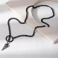 Vista 7 de Collares de anillo en forma de corazón con cadena deslizante para mujer, collar de barra de cadena cubana de acero inoxidable, collar punk rock