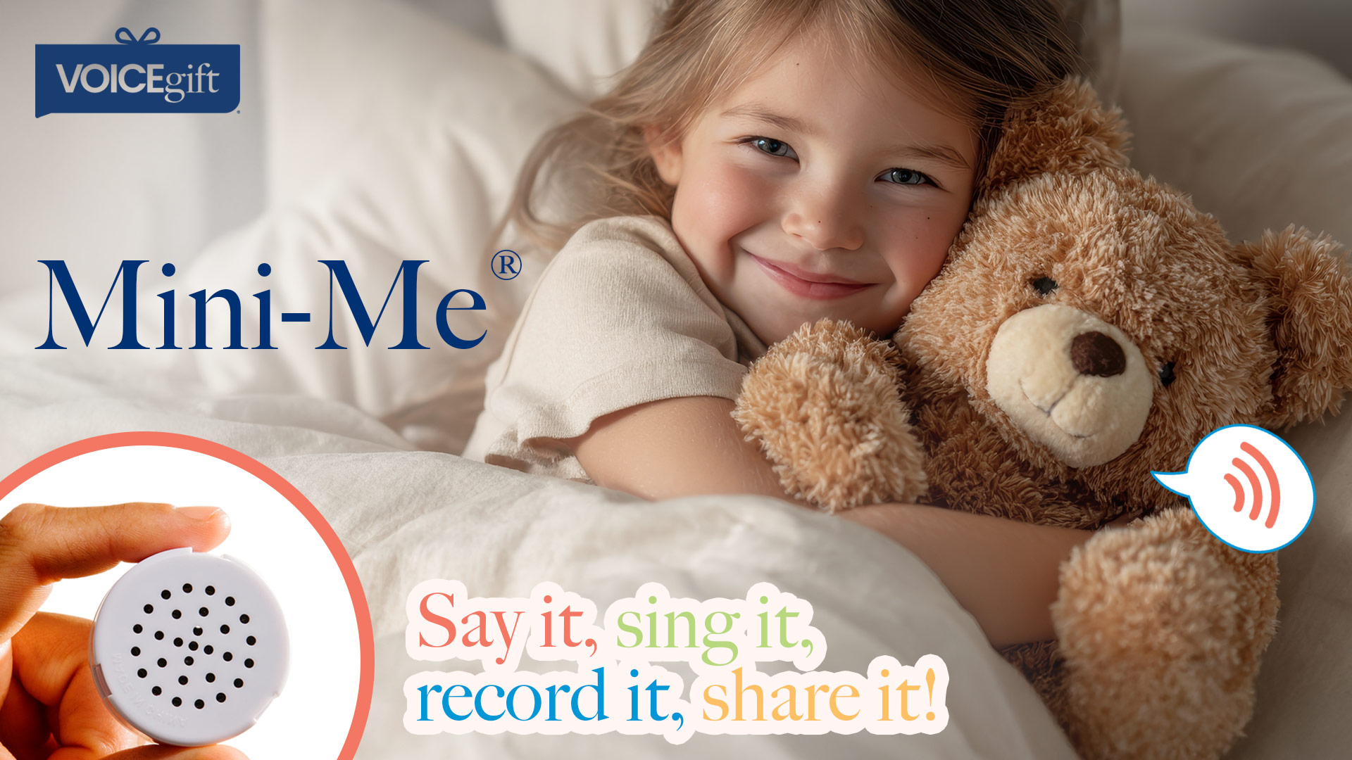VoiceGift Play - Enregistreur Vocal et Lecteur Audio sans écran (Blanc Unil Play pour Enfants