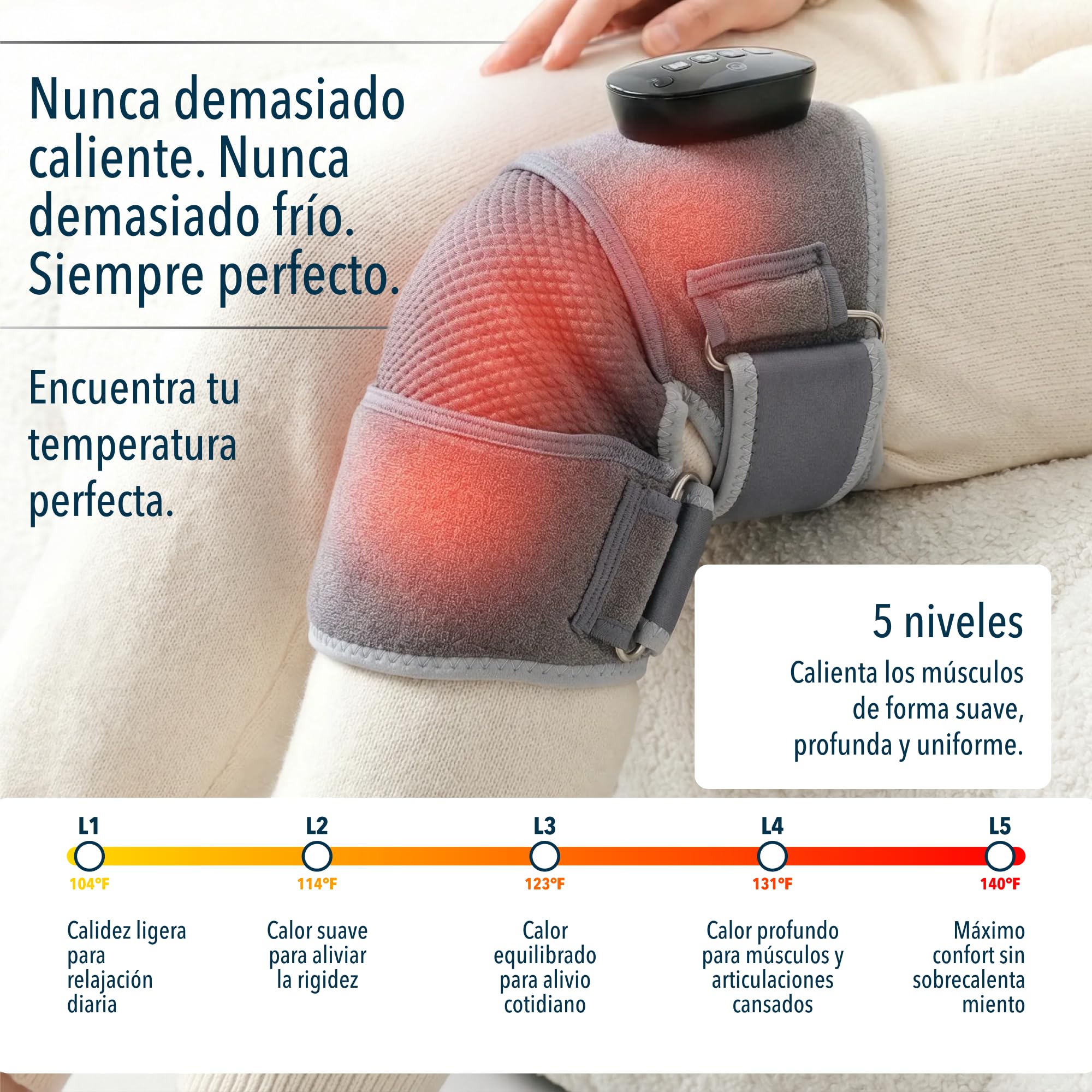 FORTHiQ RED+ Rodillera con calor y luz roja, masajeador con 5 niveles y 52 luces rojas/IR, inalámbrico y ajustable para rodillas, codos y hombros, Regalo para hombres y mujeres
