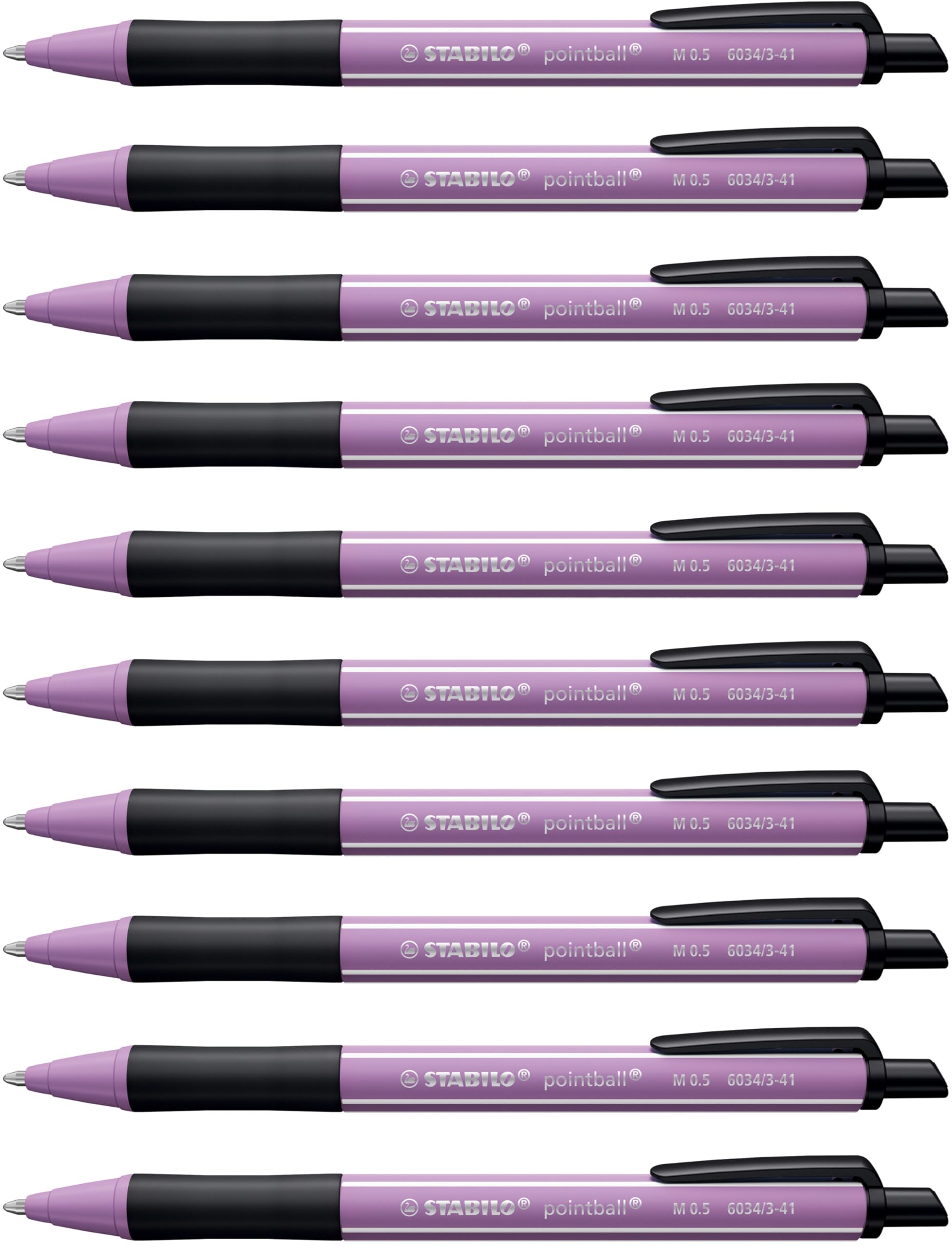 STABILO pointball NatureCOLORS Wildflower - Ballpoint Pen - Pack of 10 - Grey Violet with Blue Ink