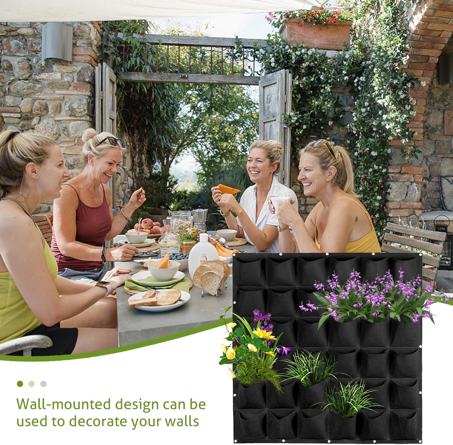 36 Pockets Hanging Planter Bags, Hanging Vertical Wall Planter Planting Grow Bags, Wall Garden Planter for Indoor Outdoor Vegetables, Succulent, Ferns (Black)