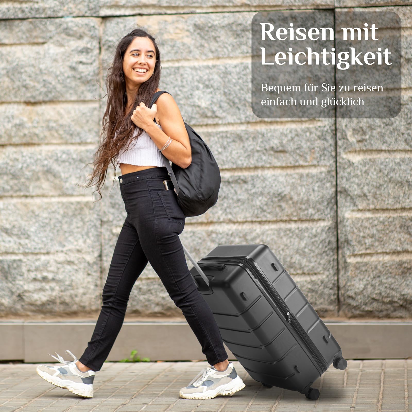 Sweetcrispy Kofferset 3 Teilig Hartschale-Reisekoffer Set ABS+PC Erweiterbar, TSA Schloss, Leise 360°-Rollen, 20/24/28 Zoll (M/L/XL)-Leichtes Koffer Set, Handgepäck Geeignet