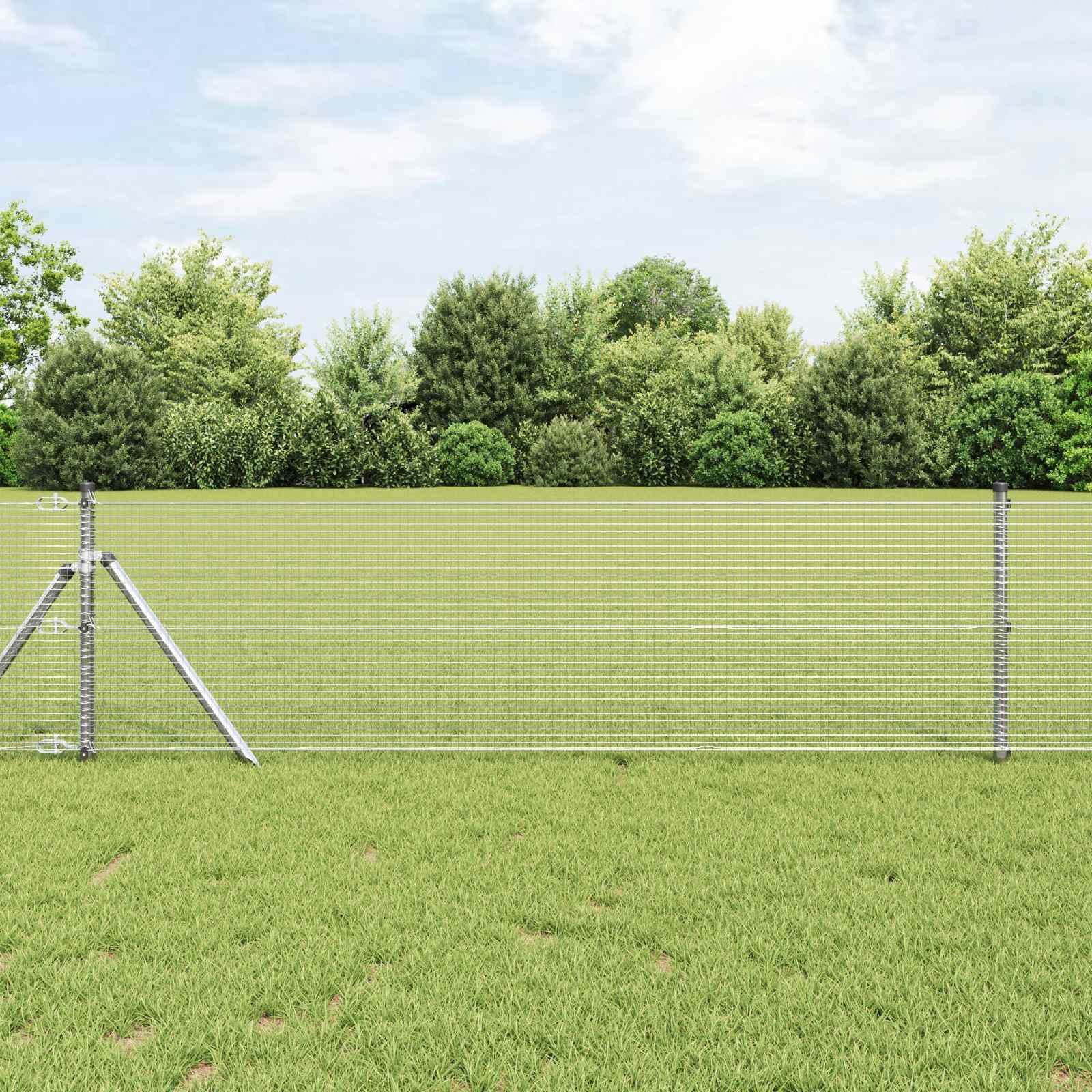 Geschweißter Drahtzaun Silber robustes Zaunelement für Außenbereich, Gartenzaun mit Sichtschutz und Sicherheit, 10000 x 40 cm Metall Doppelstabmatte für Terrasse, Vorgarten und Grundstück