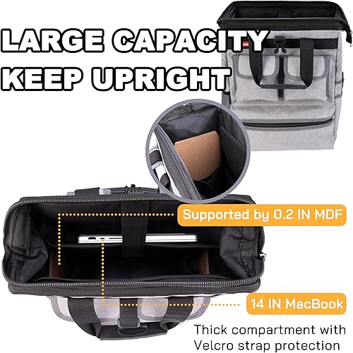 Miniatura 2 de Mochila de herramientas con compartimento para laptop Bolsas de herramientas resistentes con base moldeada impermeable, soporte trasero acolchado