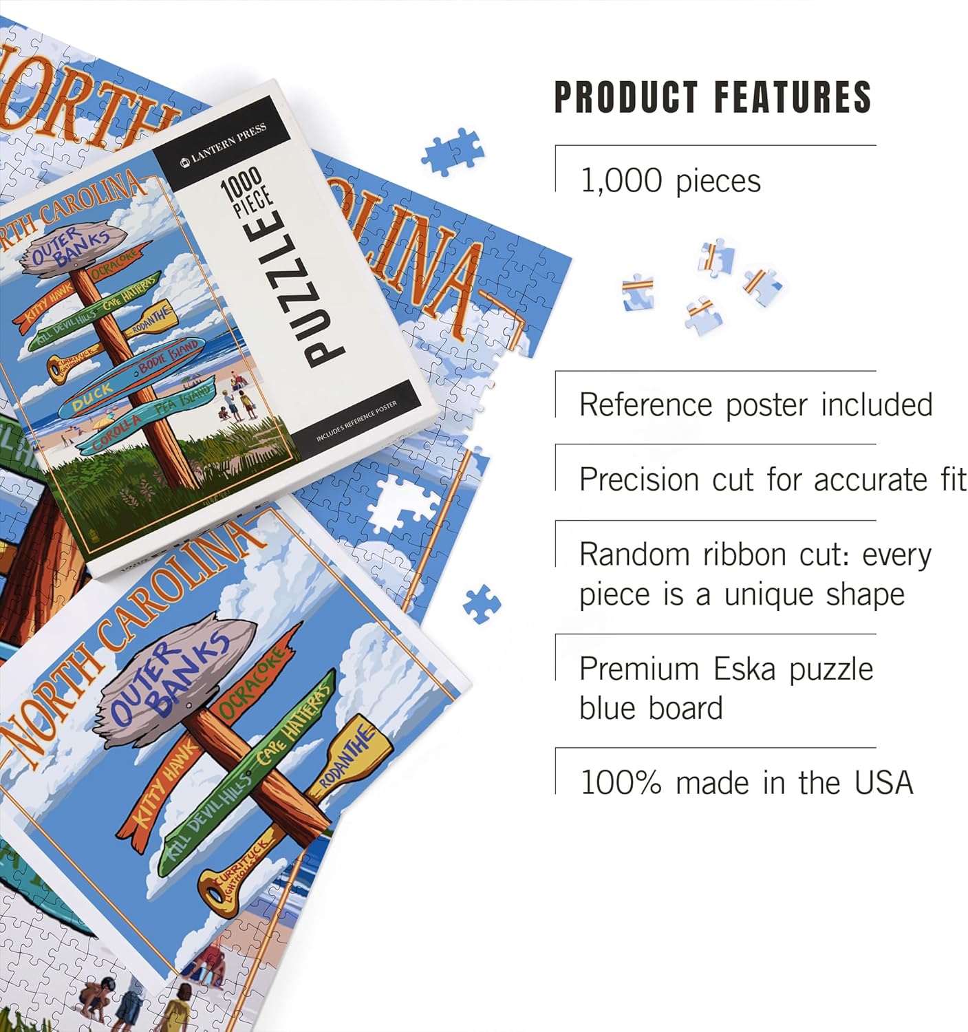 Outer Banks, North Carolina, Destination Signpost (1000 Piece Puzzle, Challenging Jigsaw Puzzle for Adults, Made in USA)