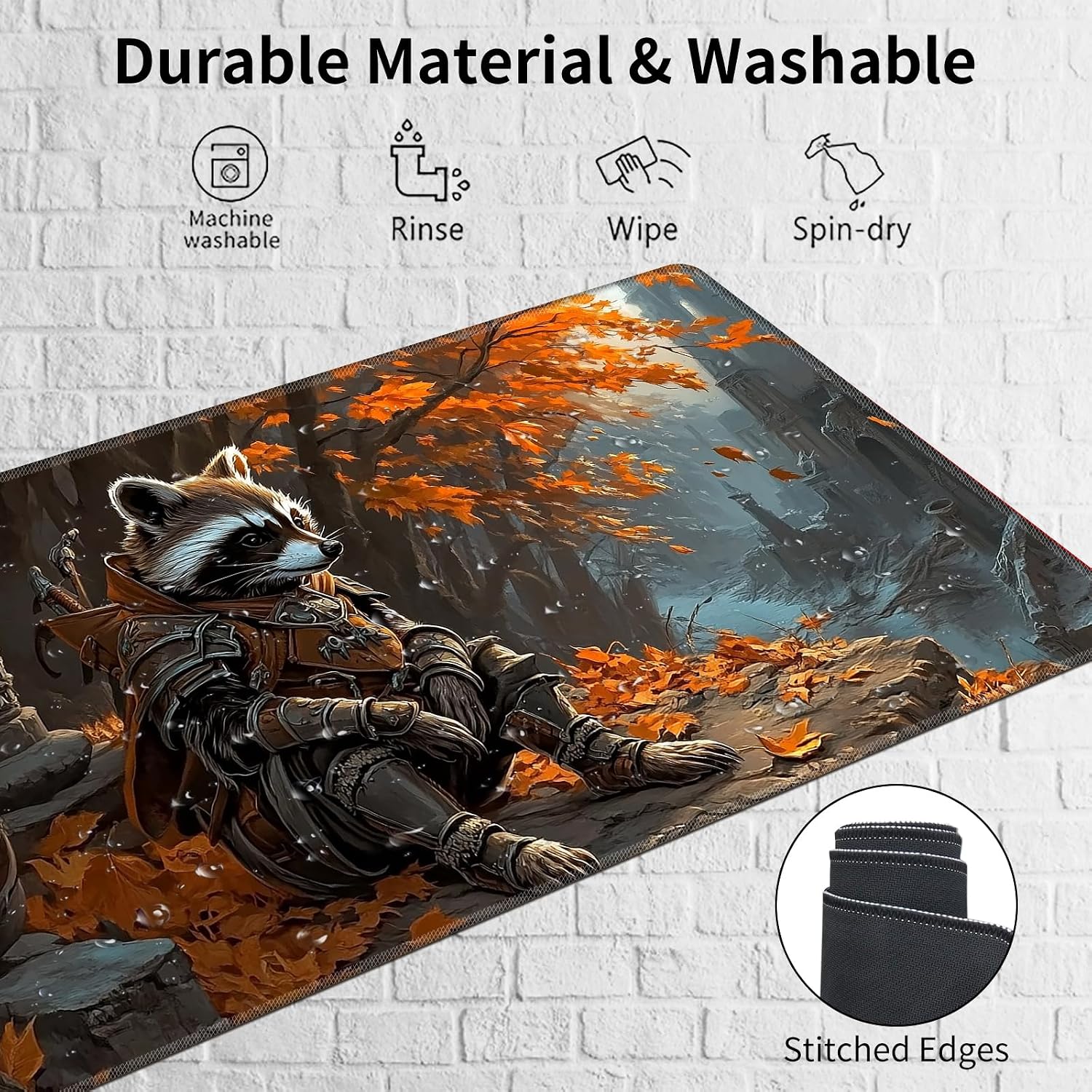 for MTG Playmat 24 x 14in,Raccoon Knight image 3