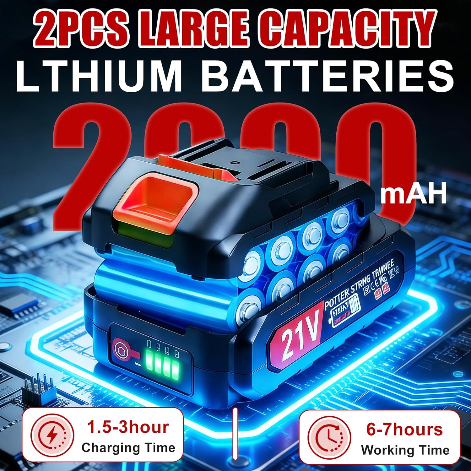 Electric Hedge Trimmers 21v Cordless Hedge Trimmer with Battery & Charger Included Handheld Electric Trimmers with Steel Blade Bush Trimmer for Garden Yard,red