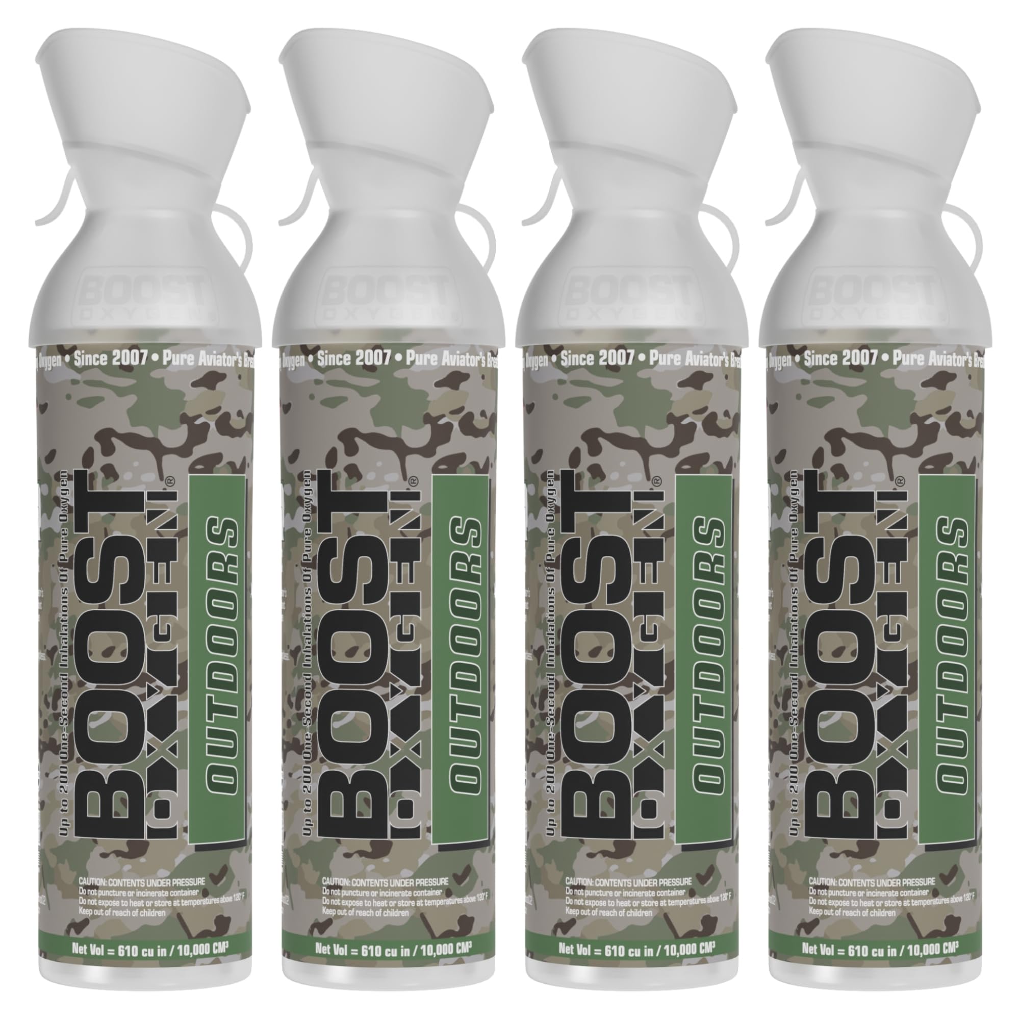 Boost Oxygen Pure Pocket Sized Oxygen Supplement Portable Canister (10L) - Special Camo Edition (4 Pack)