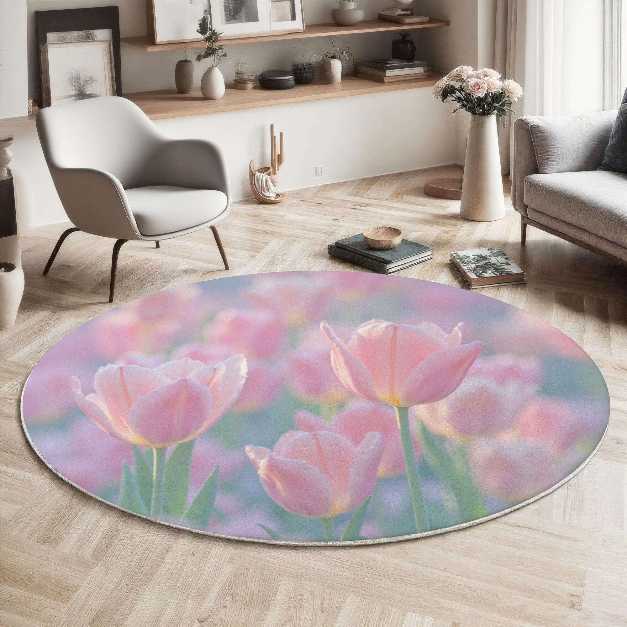 Descente de lit champs de tulipes antidérapante pour sécuriser le sol de la chambre et du salon