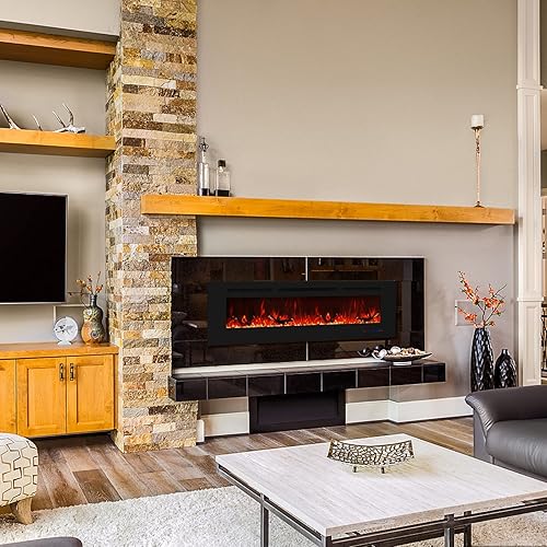 Miniatura 9 de HEATLAND Chimenea eléctrica empotrada de 72 pulgadas, control remoto de doble control y pantalla táctil, varios colores ajustables, calentador de