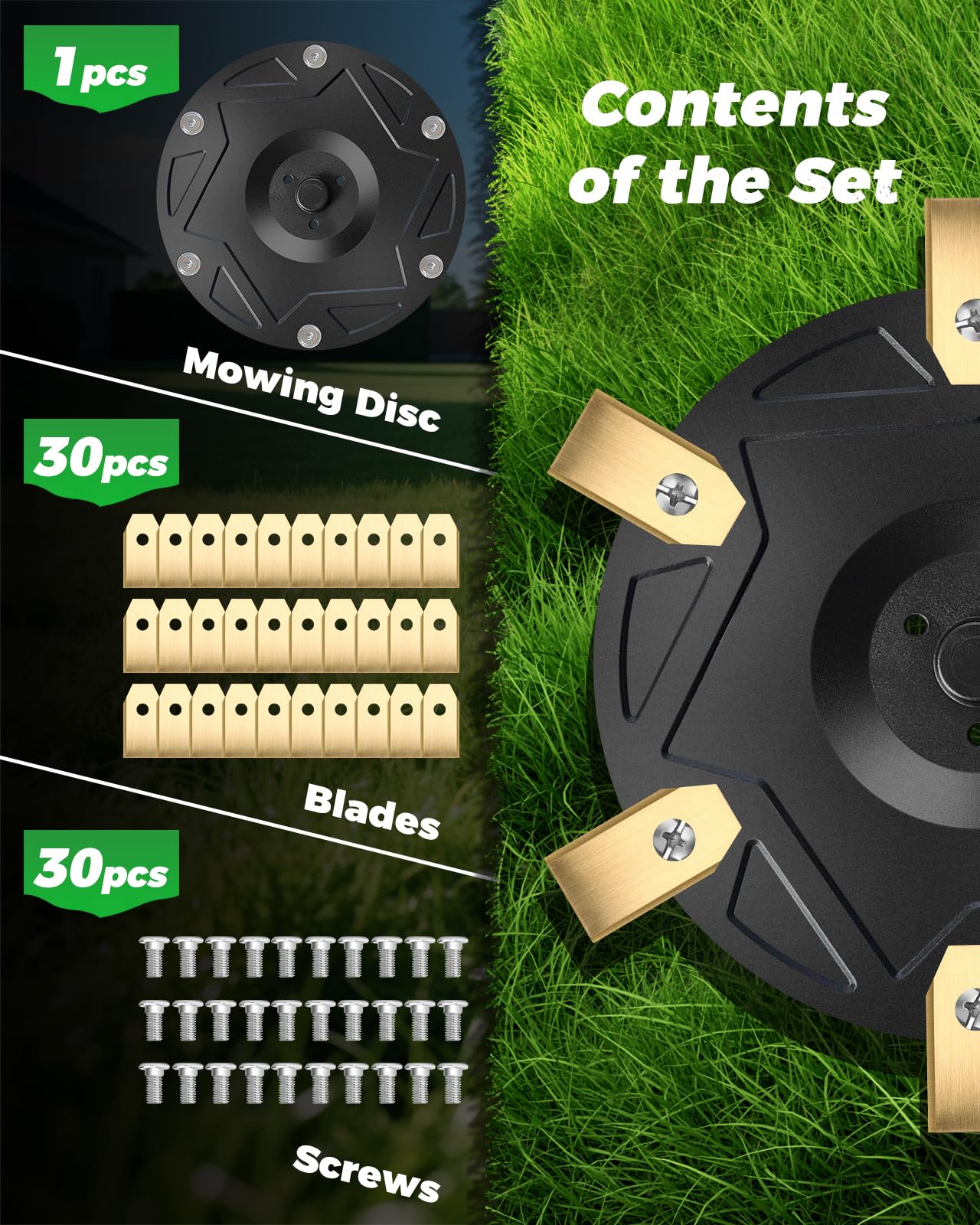 Yivy 6-piece robotic lawnmower blade disc + 30 blades, compatible with Segway Navimow H500E, H800E, H1500E, H3000E blade disc robotic lawnmower turntable