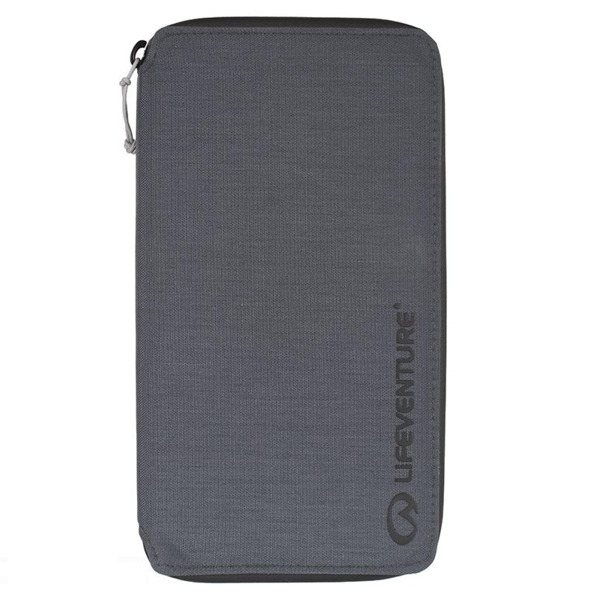 RFID Protected Large Travel Wallet — Zip Bifold Wallet and Passport Holder for Travel, Eco-Friendly, Recyclable Material (Grey)