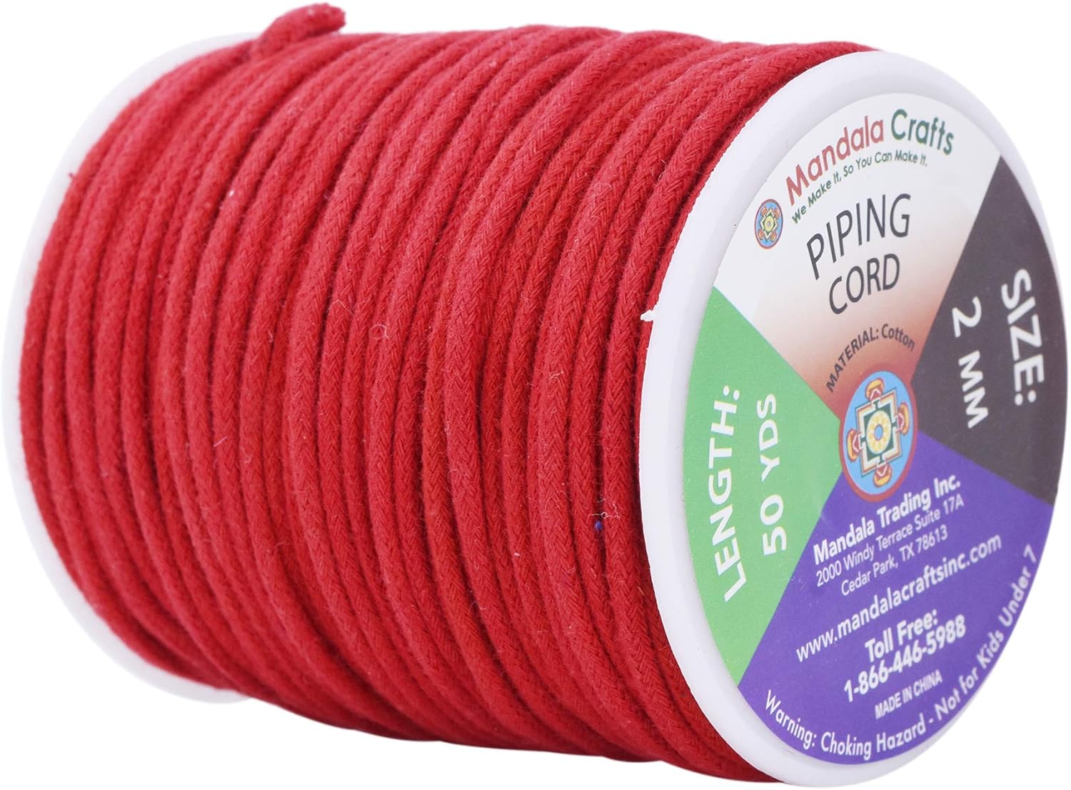 Mandala Crafts Soft Drawstring Replacement Rope Upholstery Crochet Macramé Cotton Welt Trim Piping Cord (Red, 2mm) : Arts, Crafts & Sewing