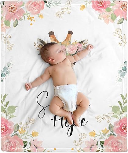 Vista 10 de Hyturtle Mantas de bebé personalizadas para niñas, mantas de bebé personalizadas para niñas, manta de bebé rosa floral, el mejor regalo para bebé