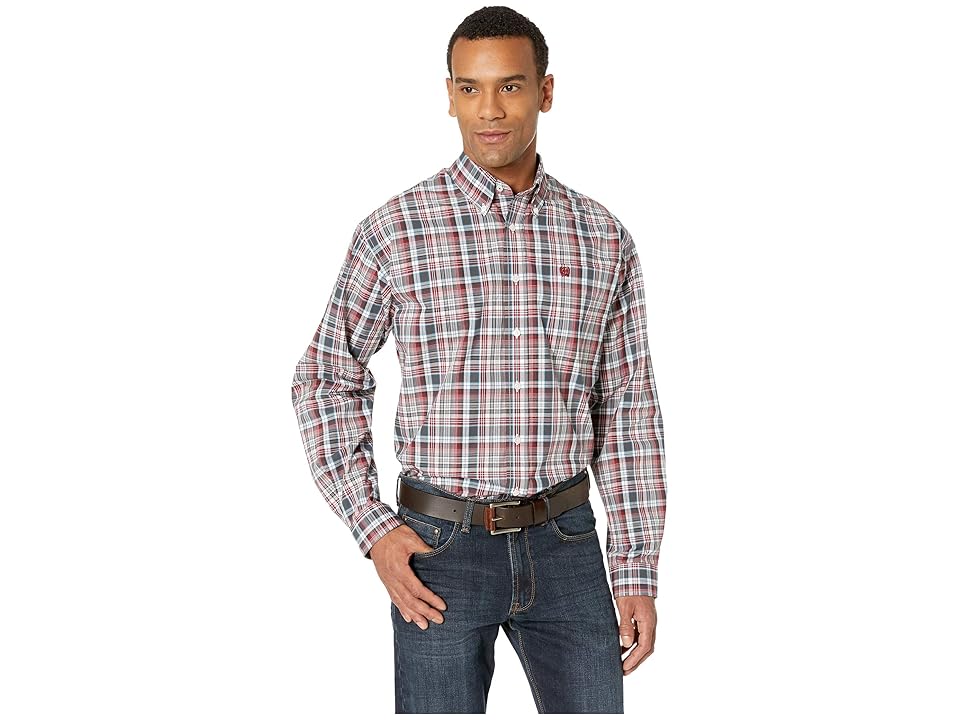 

Cinch Long Sleeve Plaid (Gray) Men's Clothing
