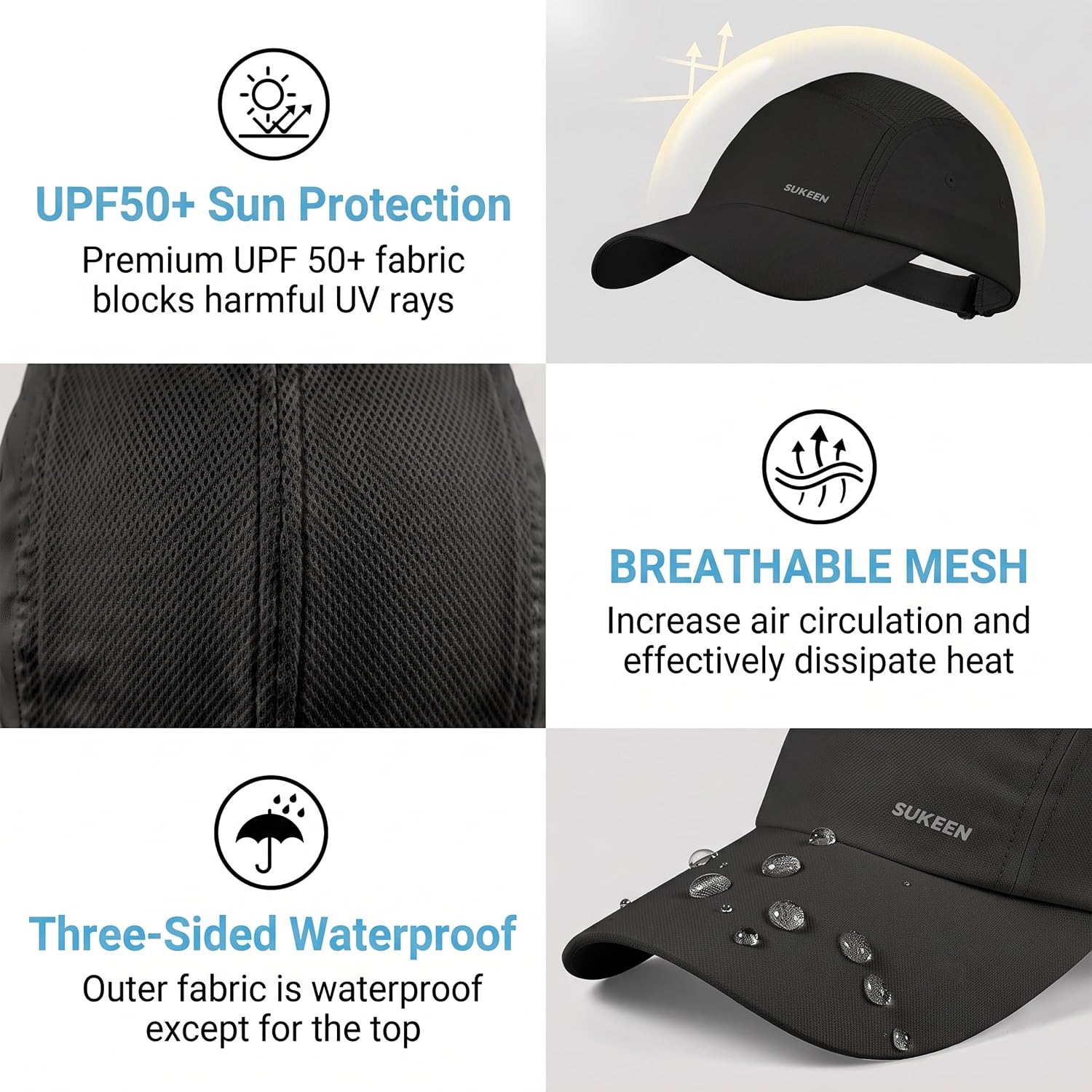 Sukeen Lightweight Running Hat for Women Men Foldable Baseball Cap Sports