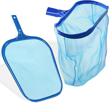 4Es Novelty Swimming Pool Skimmer Net and Leaf Rake Set 17 Heavy Duty Frame Fine Mesh Head Deep Net for Above Ground, Inground Pool, Hot Tub, Pond, Pool Cleaning Accessories and Supplies