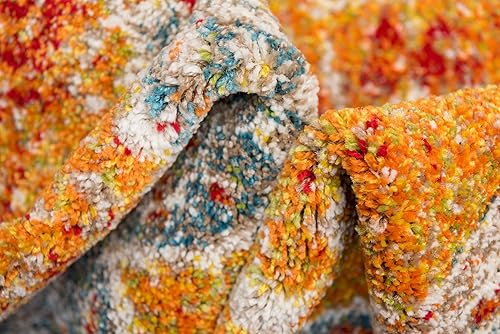 Miniatura 8 de Unique Loom - Alfombra estilo tradicional de Rosso Collection, Polipropileno, AnaranjadoAzul