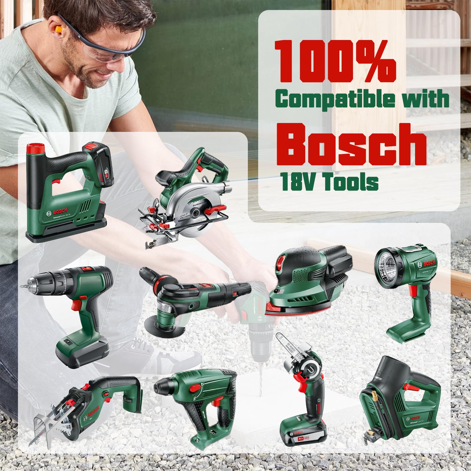 2 paquetes de 18 V 4000 mAh batería de ion de litio de repuesto para Bosch PSB 18 LI-2, PST 18 LI, UNEO MAXXH, Uneo Maxx, PSM/PSR/PSR PSB 18 LI-2H, 1600Z00000, 2607335040, 2607336207