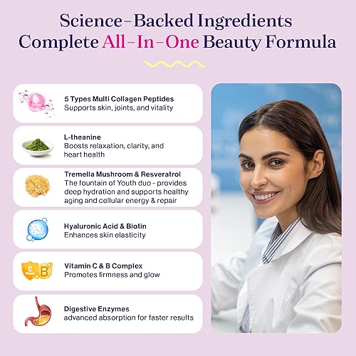 Miniatura 7 de Fuel Polvo de péptidos de colágeno múltiple  0.71 onzas de colágeno hidrolizado I, II, III, V y X para el cabello, la piel, las uñas y las