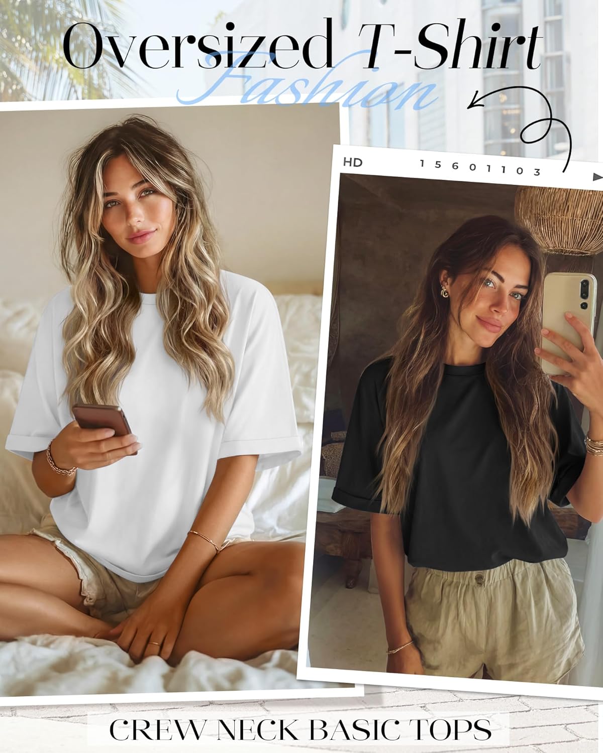 Riyiper 3 Pack Women's Oversized T-Shirt Half Sleeve Summer Tees Casual Loose Fit Crew Neck Basic Tops - Image 4