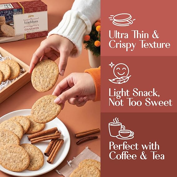 Jans Tradition Cookie Thins, Cinnamon Baked Crackers, 4.2 oz, Pack of 6