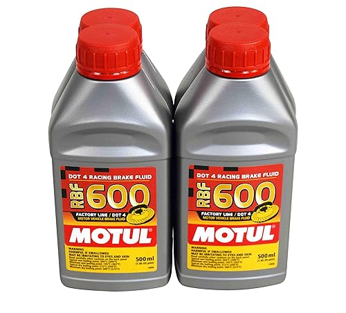 Motul MTL100949 8068HL RBF 600 Aceite de línea de fábrica Dot-4 100 % Sintético de Freno de Carrera - 500, 300 ml, 10 onzas líquidas, 4 botellas, 4